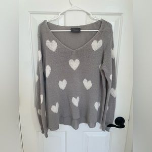 Wooden Ships Gray & White Heart Sweater